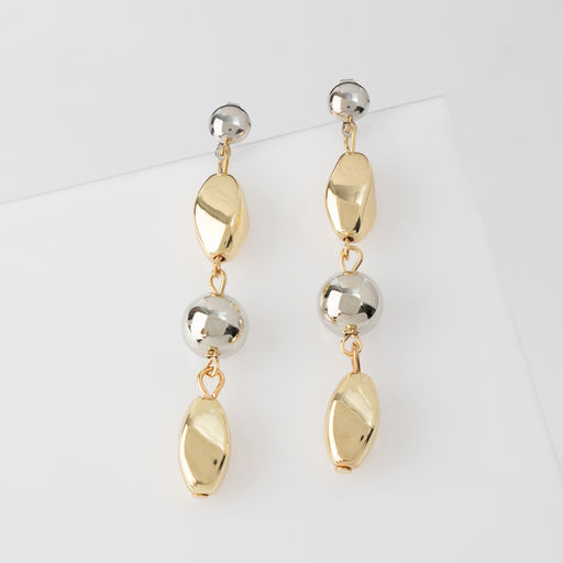 Серьги металл Стиль лабео, цвет серебряно-золотой