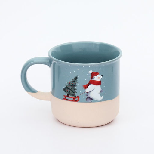 Кружка керамическая новогодняя Дорого внимание Мишка, 400 мл, ручная работа