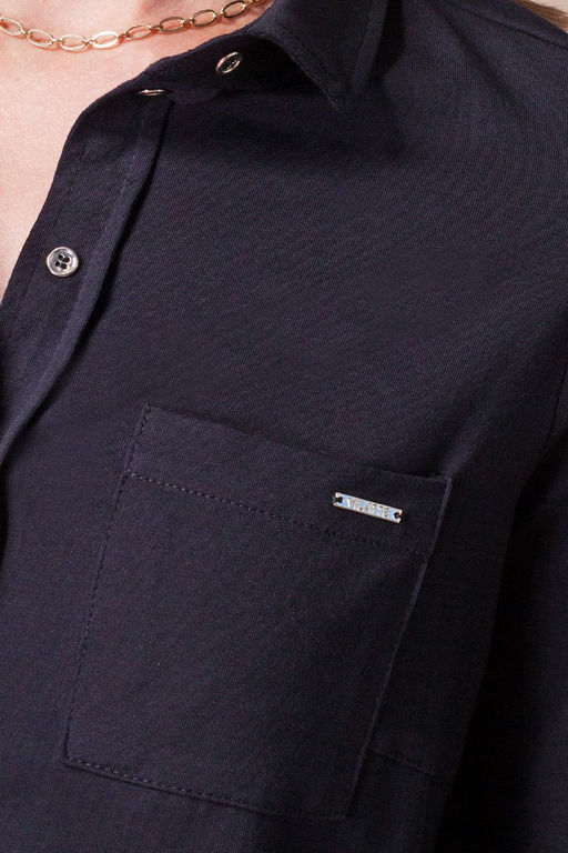 Блузка трикотажная на золотистых пуговицах из премиального хлопка - Vilatte фото 2