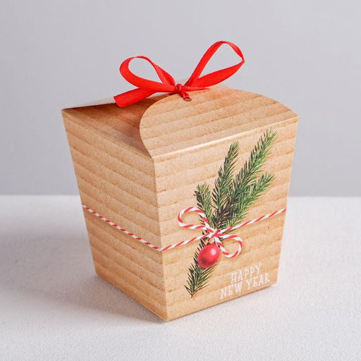 Цена за 5 шт. Бонбоньерка новогодняя Happy new year, 7.5×8×7.5 см