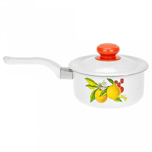 "Фруктовая фантазия" Ковш эмалированный 0,6л, металлическая крышка (Россия)