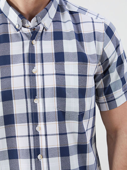 Regular Fit K?sa Kollu Ekose Erkek G?mlek