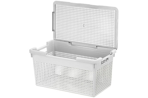 Корзина с крышкой 21 л 45,5*26,5*23,5 см Лофт узкая, светло-серая (модель 562108) - Elan gallery фото 4
