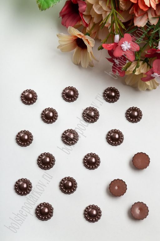 Полубусины "Цветочек" 14 мм, SF-3174 (50 гр) шоколадный №80