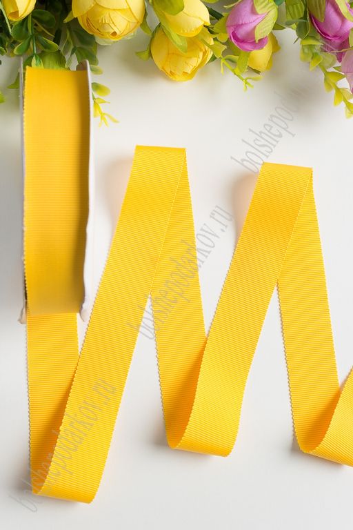 Лента репсовая с волнистыми краями 2.5 см (желтый №660) SF-1806