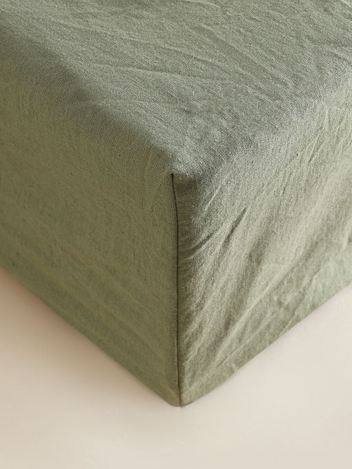 Простыня на резинке 1.5-спальная SL Home Linen collection, 140200+30 см, зелёная, полулён - Sima-land home фото 9