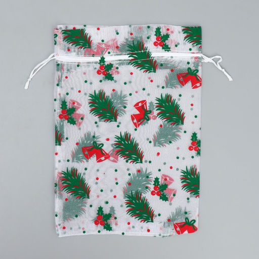 Цена за 5 шт. Мешочек подарочный органза Елочки, 16 24 см +/- 1.5 см - Дарите счастье фото 6