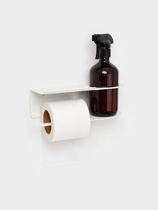 Держатель для туалетной бумаги с полочкой с отверстием для освежителя, цвет белый