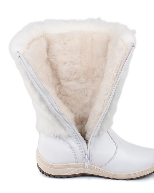 Унты женские на литой подошве., Белые.Молния