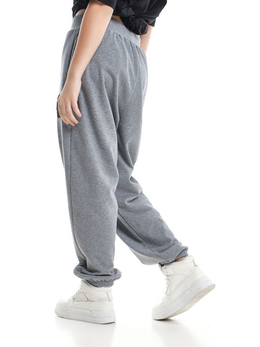 Брюки спортивные с эмблемой 22-7611 светло-серый меланж - Mini maxi фото 22