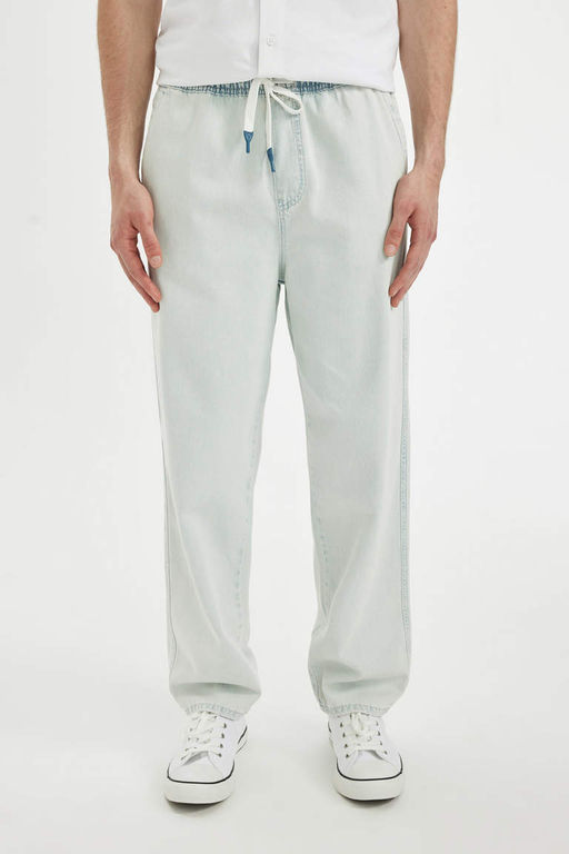 Wide Leg Fit Genis Kal?p Normal Bel Genis Paca Yazl?k Jean Pantolon - Defacto фото 2