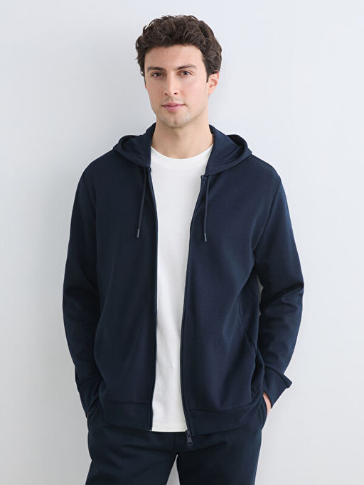 Kap??onlu Erkek Fermuarl? Sweatshirt