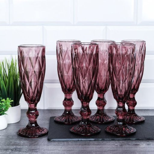 Бокал для шампанского 6 штук 200 мл / KF-036-2 /уп 8/ бордовый - ГалеонТрейд фото 2