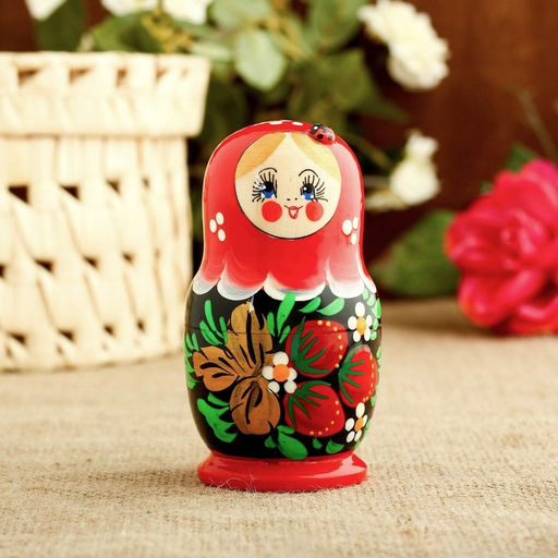 Матрёшка дерево «Божья коровка», красный платок, 5 кукольная, 9-11 см