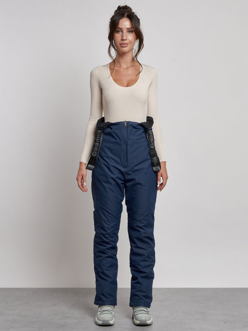 Полукомбинезон с высокой посадкой женский зимний темно-синего цвета 7605TS - Colannia фото 6