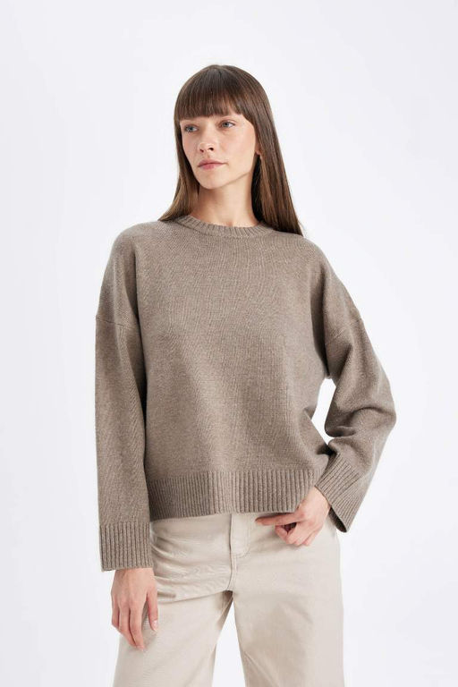 Свитер оверсайз с круглым вырезом - Defacto фото 4