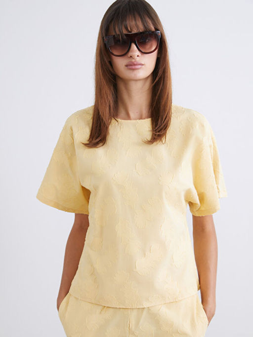 Bisiklet Yaka Desenli Bluz