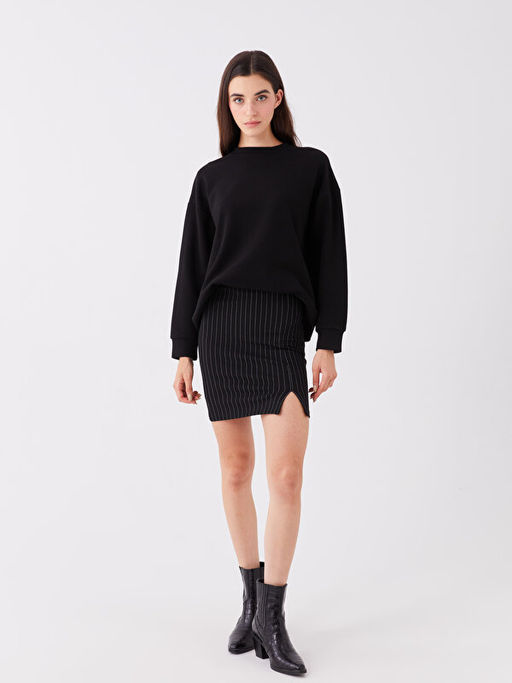 Ekstra Dar Fit ?izgili Kad?n T?p Etek