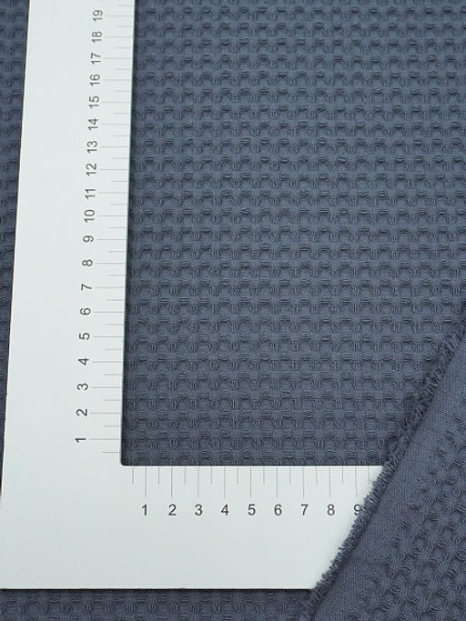 Вафельное премиум-полотно Italy цв.Темно-серый с синим оттенком, ш.1.5м, хлопок-100%, 240гр/м.кв - Купава фото 3