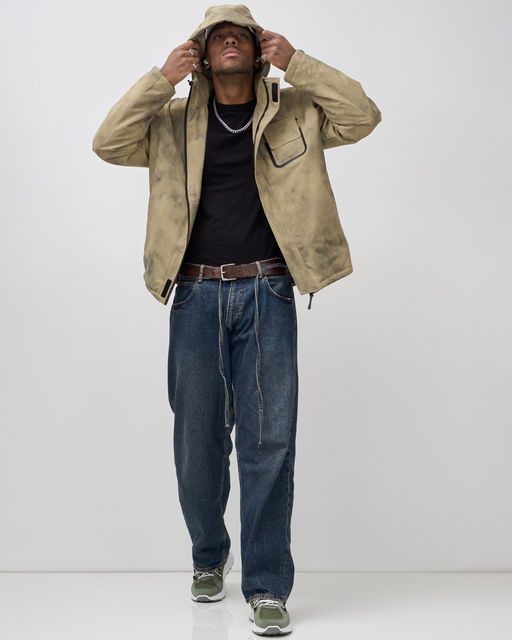 Куртка спортивная мужская весна осень бежевого цвета 25473B