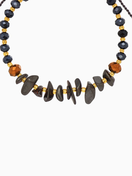 Браслет, длина 16 см, синий, золотой