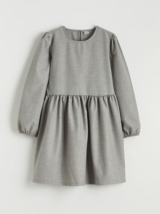 Uzun Kollu Belden B?zg?l? K?z ?ocuk Elbise