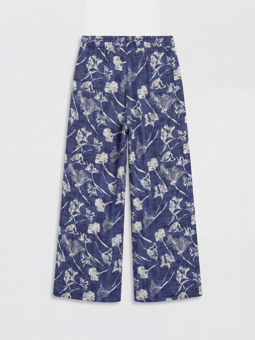 Beli Lastikli ?i?ekli Kad?n Pantolon