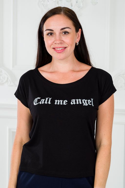 Футболка женская из вискозы Лирика чёрный Call me angel - Амадэль фото 3