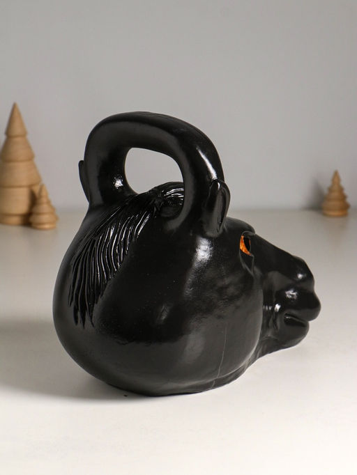 Копилка для денег Гиря конь, гипс, 20.5?25 см, чёрный