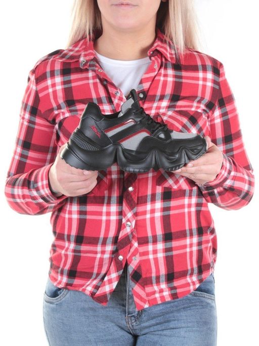 05-DHJ03-1 BLACK Кроссовки женские (нат.кожа, нат.замша, текстиль) - Фабричный китай фото 4