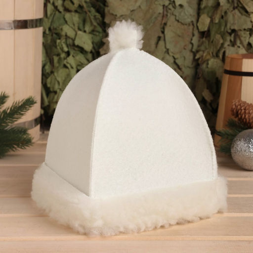 Шапка для бани и сауны Снегурочка, фетр, белая, Добропаровъ