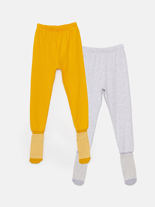 Beli Lastikli Erkek Bebek ?orapl? Pijama Alt 2li
