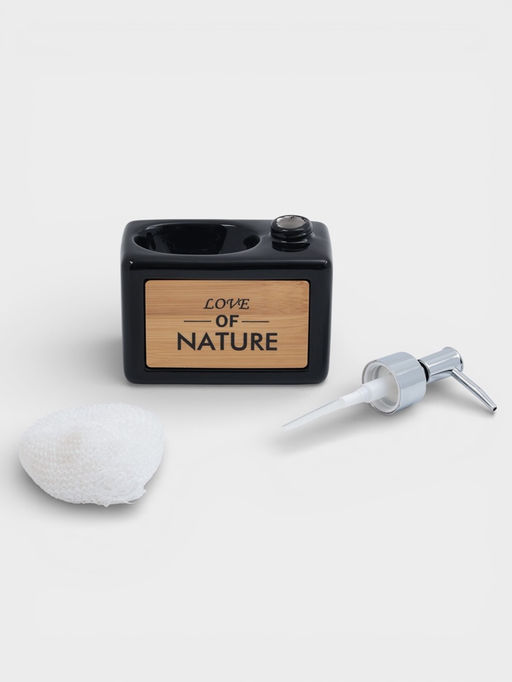 Дозатор для моющего средства SAVANNA «Природа», 450 мл, с подставкой для губки, чёрный