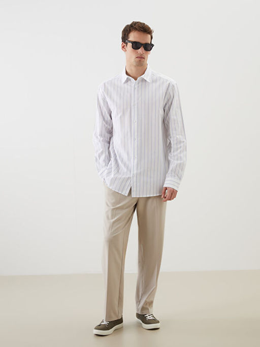 Regular Fit K?sa Kollu ?izgili Oxford Erkek G?mlek