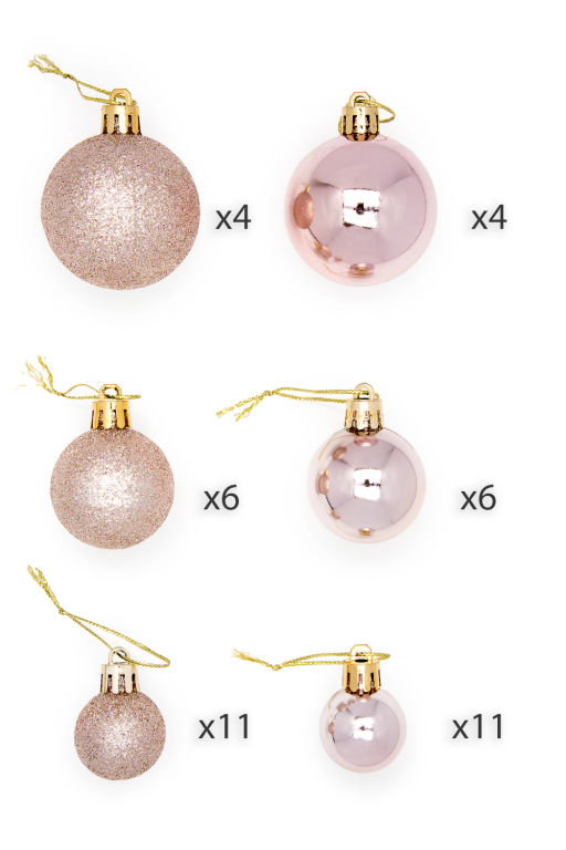 Набор новогодних шаров микс (42 шт) SF-7995, розовое золото №4 - Больше подарков фото 3