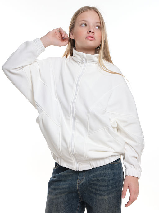 Толстовка на молнии для девочки 22-3208 белый - Mini maxi фото 16
