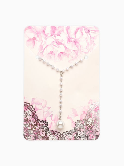 Колье с жемчугом Олимпия, белое в серебре, 32 см