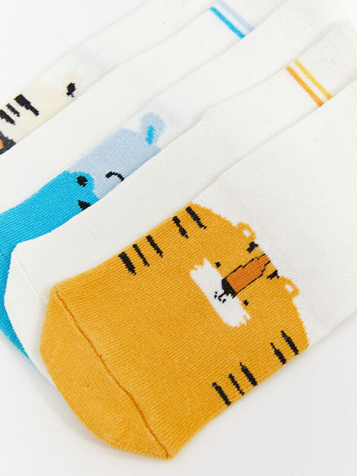 Bask?l? Erkek Bebek Patik ?orap 5li - Waikiki фото 3