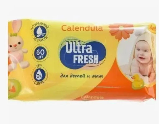 Ultra Fresh Baby Влажные салфетки (60шт) д/детей и мам c Календулой / 14410131
