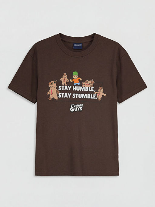 Bisiklet Yaka Stumble Guys Bask?l? Erkek ?ocuk Ti??rt