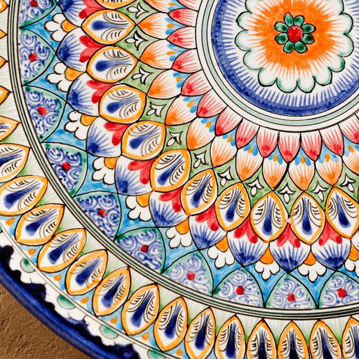 Ляган узбекский Риштанская Керамика «Узоры», d=32 см, синий