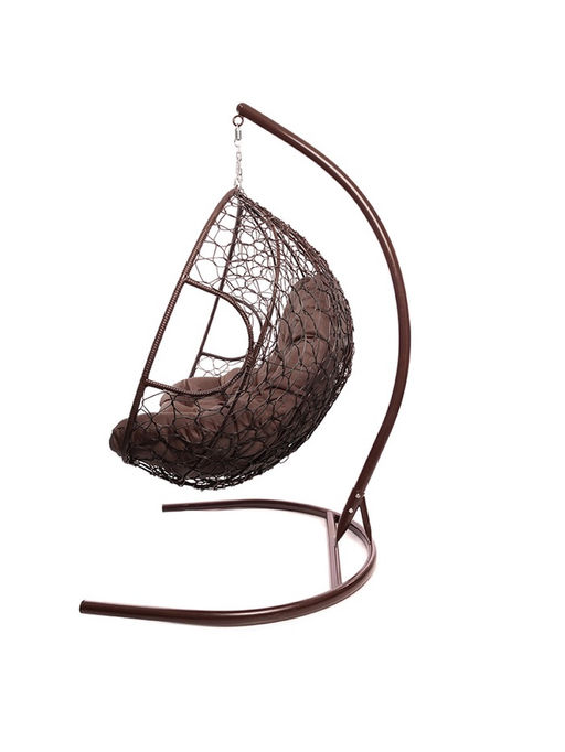 Кресло - кокон подвесное «Для двоих», 130×68×186 см, с искусственным ротангом, коричневое, с подушкой