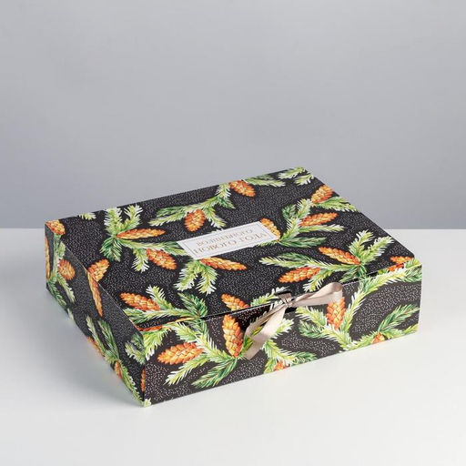 Складная коробка подарочная «Шишки», 31 х 24.5 х 8 см, Новый год