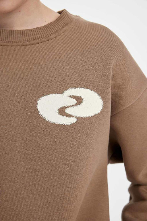 Толстовка оверсайз с круглым вырезом и принтом для мальчиков - Defacto фото 6