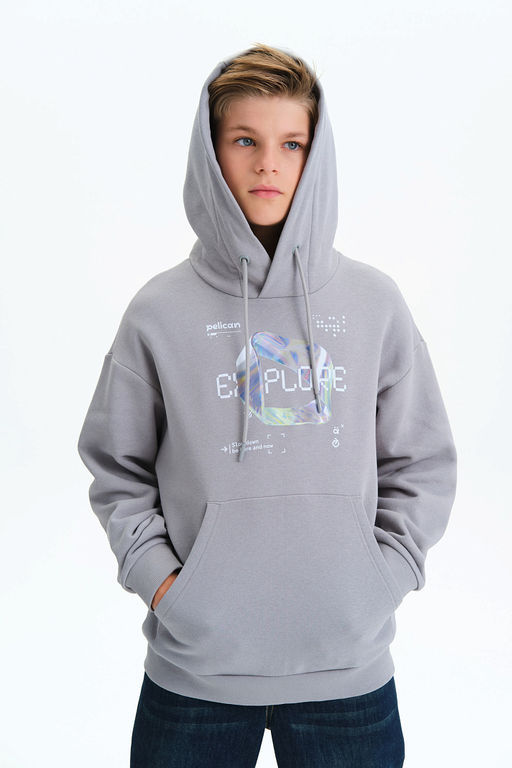 PELICAN, толстовка для мальчиков, Серый  фото 4