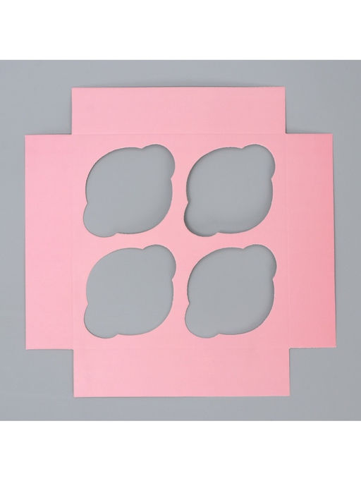 Цена за 5 шт. Коробка для капкейков, кондитерская упаковка двухсторонняя, 4 ячейки «Нежность» 16×16×10 см