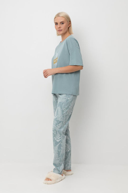 Е 20142/пыльно-голубой,лесной гербарий пижама жен