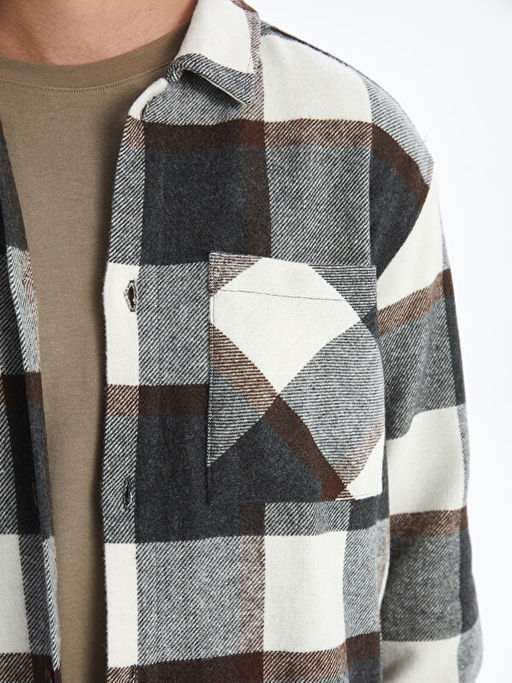 Regular Fit Uzun Kollu Ekose Erkek G?mlek Ceket