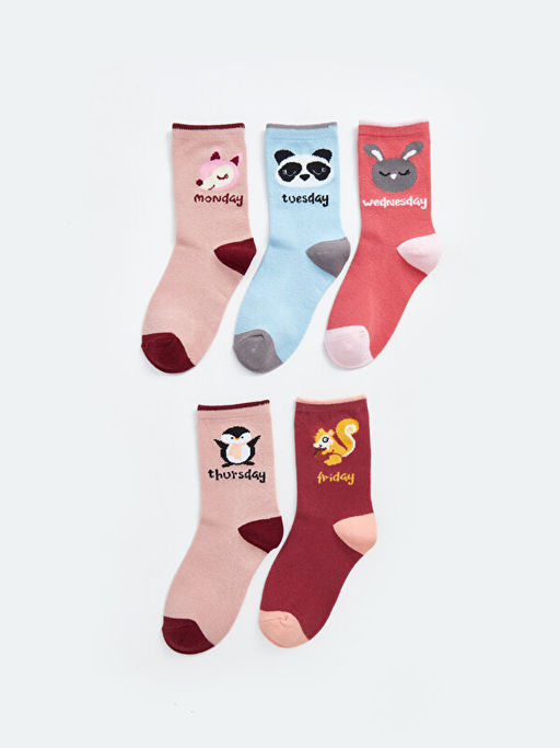 Desenli K?z ?ocuk Soket ?orap 5li
