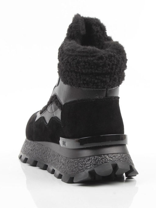 04-WG042-1M BLACK Кроссовки зимние женские (натуральная кожа, натуральная замша, 100% шерсть)